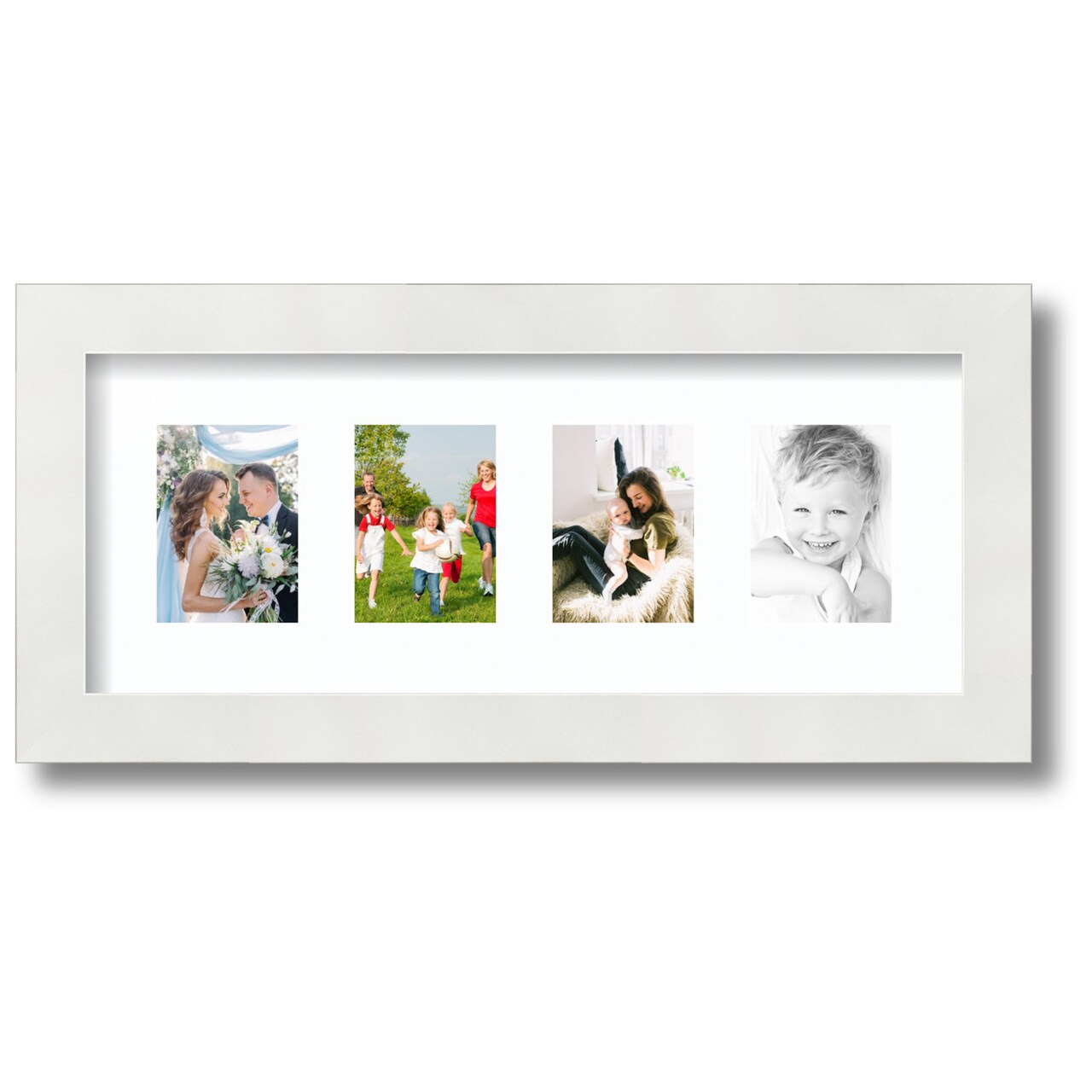 ArtToFrames Collage Photo Picture Frame with 4 - 2.5x3.5 inch Openings, Framed in White with Over 62 Mat Color Options and Regular Glass (CSM-3966-20)